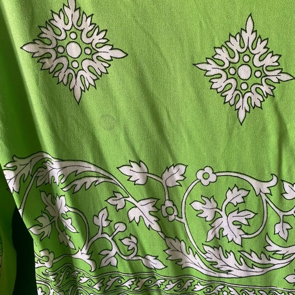 Vintage 70s Dress Printed Nylon Floral Signed Green Maurice by C. Rizza Medium - Picture 4 of 6